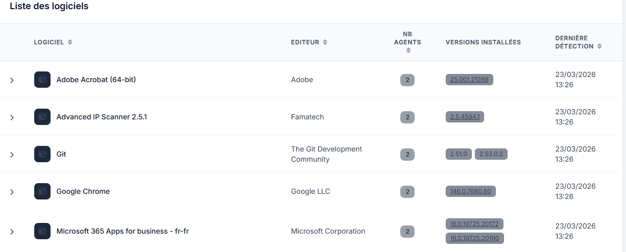 Inventaire logiciel centralisé